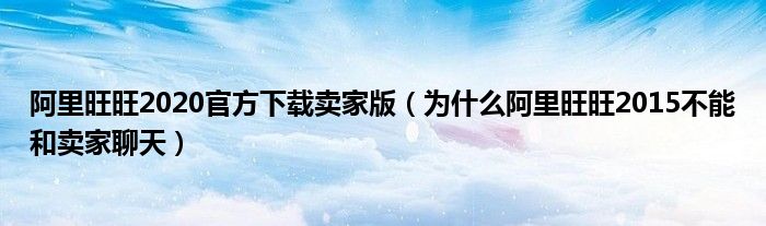 阿里旺旺2020官方下載賣家版（為什么阿里旺旺2015不能和賣家聊天）