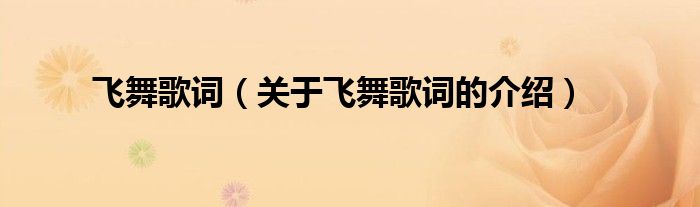 飛舞歌詞（關(guān)于飛舞歌詞的介紹）