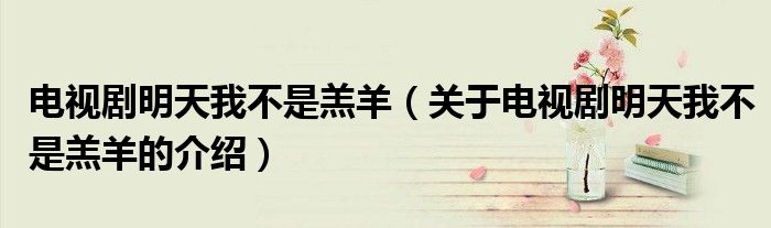 電視劇明天我不是羔羊（關(guān)于電視劇明天我不是羔羊的介紹）
