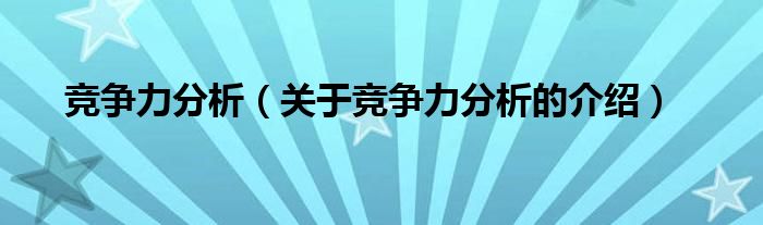 競爭力分析（關(guān)于競爭力分析的介紹）