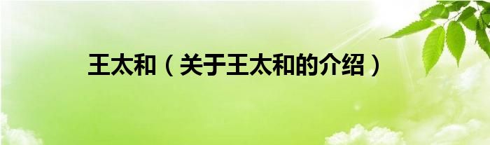 王太和（關于王太和的介紹）