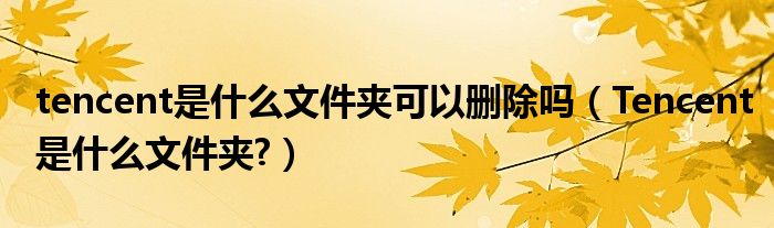 tencent是什么文件夾可以刪除嗎（Tencent是什么文件夾?）