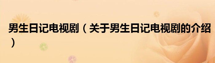 男生日記電視?。P(guān)于男生日記電視劇的介紹）