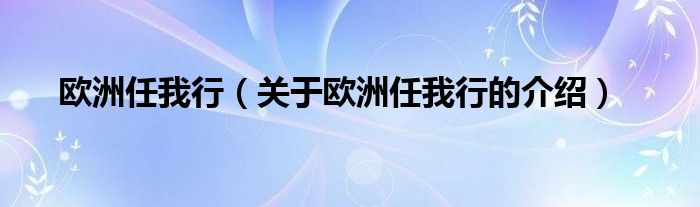 歐洲任我行（關(guān)于歐洲任我行的介紹）