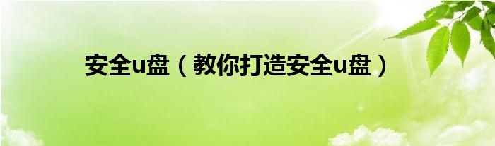 安全u盤（教你打造安全u盤）
