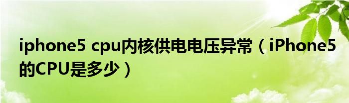 iphone5 cpu內(nèi)核供電電壓異常（iPhone5?的CPU是多少）
