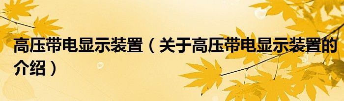 高壓帶電顯示裝置（關(guān)于高壓帶電顯示裝置的介紹）