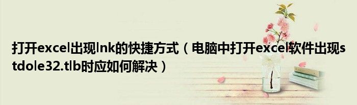 打開excel出現(xiàn)lnk的快捷方式（電腦中打開excel軟件出現(xiàn)stdole32.tlb時(shí)應(yīng)如何解決）