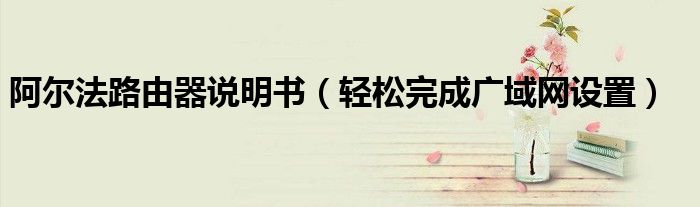 阿爾法路由器說明書（輕松完成廣域網(wǎng)設(shè)置）