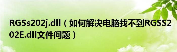 RGSs202j.dll（如何解決電腦找不到RGSS202E.dll文件問(wèn)題）