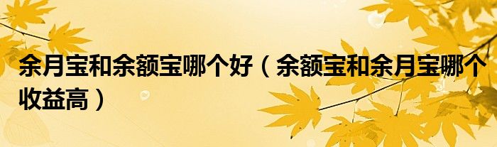 余月寶和余額寶哪個(gè)好（余額寶和余月寶哪個(gè)收益高）