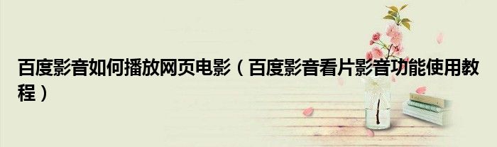 百度影音如何播放網(wǎng)頁電影（百度影音看片影音功能使用教程）