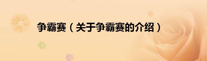 爭霸賽（關(guān)于爭霸賽的介紹）