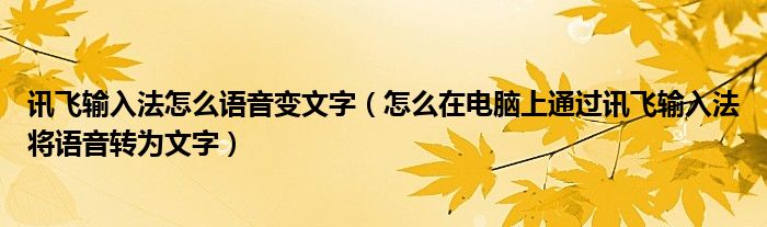 訊飛輸入法怎么語音變文字（怎么在電腦上通過訊飛輸入法將語音轉(zhuǎn)為文字）