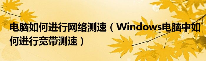 電腦如何進(jìn)行網(wǎng)絡(luò)測速（Windows電腦中如何進(jìn)行寬帶測速）