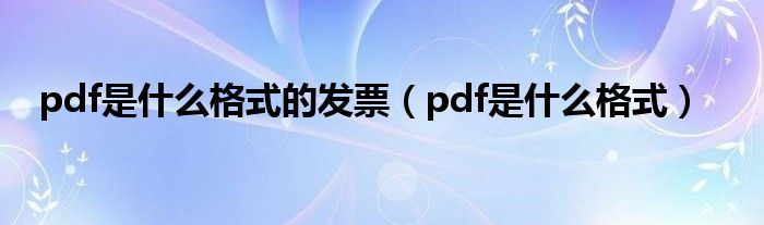 pdf是什么格式的發(fā)票（pdf是什么格式）