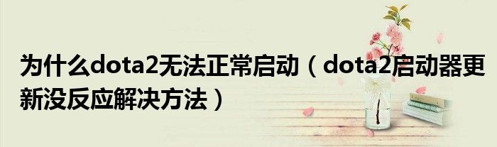 為什么dota2無法正常啟動（dota2啟動器更新沒反應(yīng)解決方法）