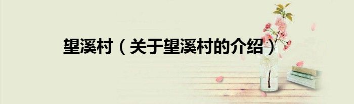 望溪村（關(guān)于望溪村的介紹）