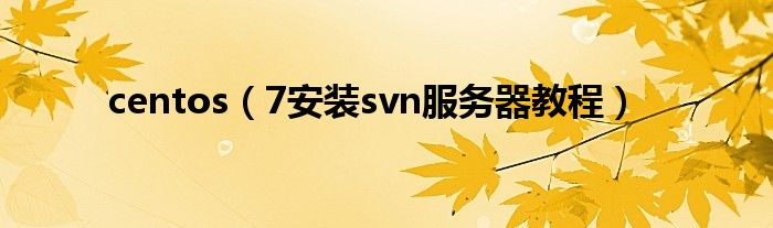centos（7安裝svn服務(wù)器教程）