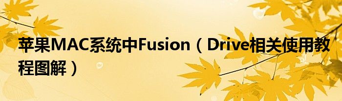 蘋果MAC系統(tǒng)中Fusion（Drive相關(guān)使用教程圖解）