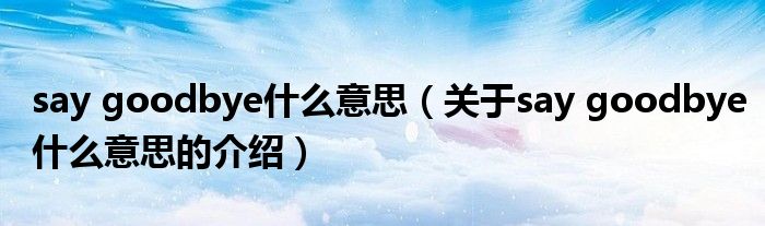 say goodbye什么意思（關于say goodbye什么意思的介紹）
