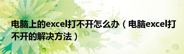 電腦上的excel打不開怎么辦（電腦excel打不開的解決方法）