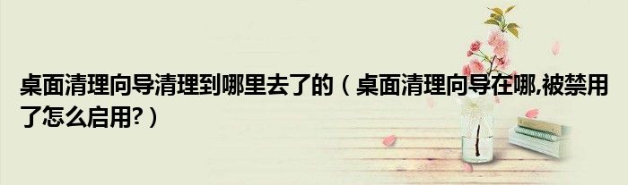 桌面清理向?qū)謇淼侥睦锶チ说模ㄗ烂媲謇硐驅(qū)г谀?被禁用了怎么啟用?）