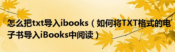 怎么把txt導(dǎo)入ibooks（如何將TXT格式的電子書導(dǎo)入iBooks中閱讀）