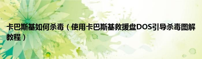 卡巴斯基如何殺毒（使用卡巴斯基救援盤DOS引導(dǎo)殺毒圖解教程）