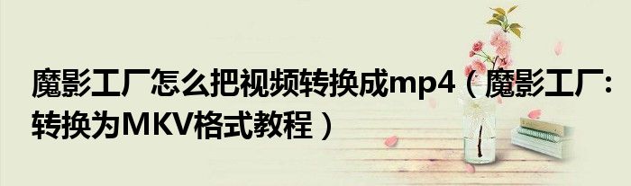 魔影工廠怎么把視頻轉(zhuǎn)換成mp4（魔影工廠:轉(zhuǎn)換為MKV格式教程）