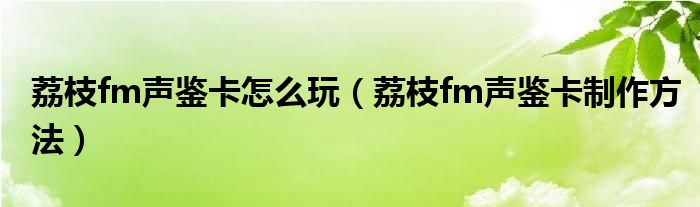 荔枝fm聲鑒卡怎么玩（荔枝fm聲鑒卡制作方法）