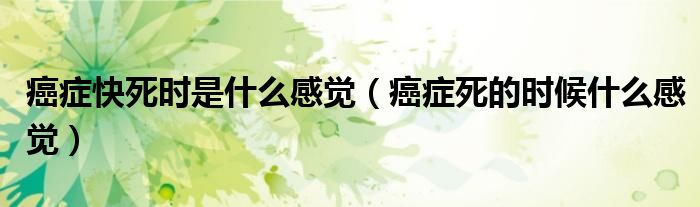 癌癥快死時(shí)是什么感覺(jué)（癌癥死的時(shí)候什么感覺(jué)）
