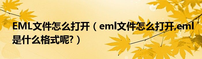EML文件怎么打開(kāi)（eml文件怎么打開(kāi),eml是什么格式呢?）