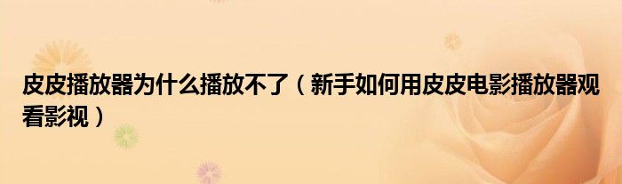 皮皮播放器為什么播放不了（新手如何用皮皮電影播放器觀看影視）