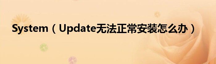 System（Update無(wú)法正常安裝怎么辦）