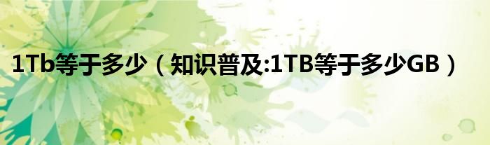 1Tb等于多少（知識普及:1TB等于多少GB）