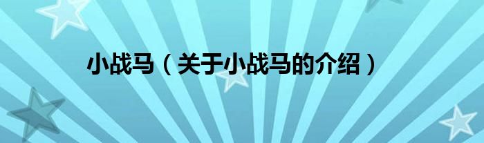 小戰(zhàn)馬（關(guān)于小戰(zhàn)馬的介紹）