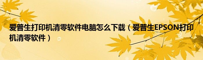 愛普生打印機(jī)清零軟件電腦怎么下載（愛普生EPSON打印機(jī)清零軟件）