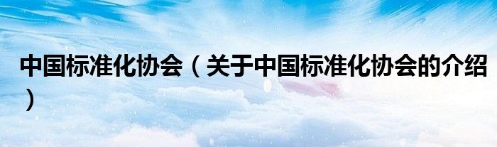 中國(guó)標(biāo)準(zhǔn)化協(xié)會(huì)（關(guān)于中國(guó)標(biāo)準(zhǔn)化協(xié)會(huì)的介紹）