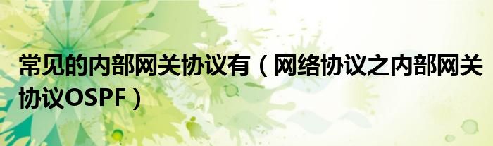 常見的內(nèi)部網(wǎng)關(guān)協(xié)議有（網(wǎng)絡(luò)協(xié)議之內(nèi)部網(wǎng)關(guān)協(xié)議OSPF）