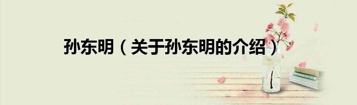 孫東明（關(guān)于孫東明的介紹）