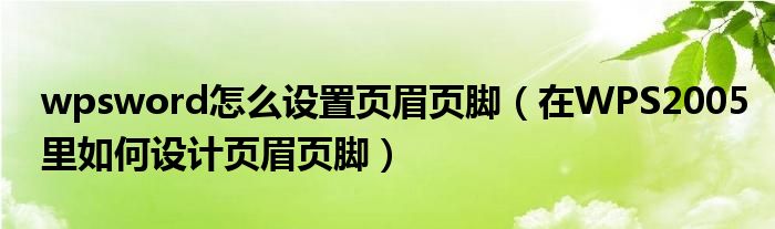 wpsword怎么設(shè)置頁(yè)眉頁(yè)腳（在WPS2005里如何設(shè)計(jì)頁(yè)眉頁(yè)腳）