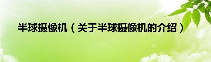 半球攝像機（關(guān)于半球攝像機的介紹）
