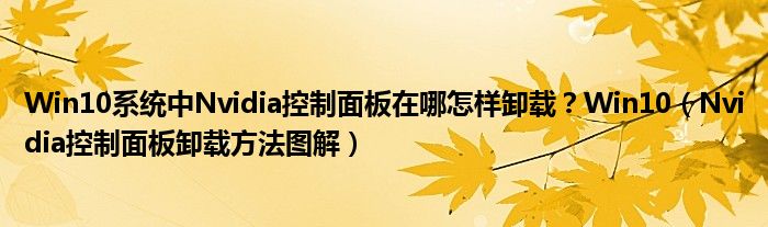 Win10系統(tǒng)中Nvidia控制面板在哪怎樣卸載？Win10（Nvidia控制面板卸載方法圖解）