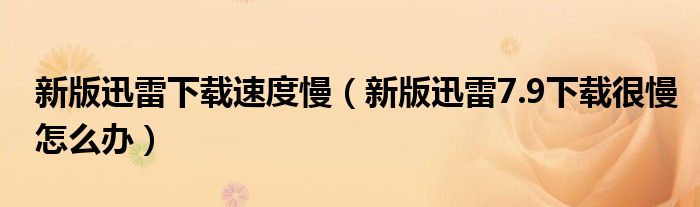 新版迅雷下載速度慢（新版迅雷7.9下載很慢怎么辦）