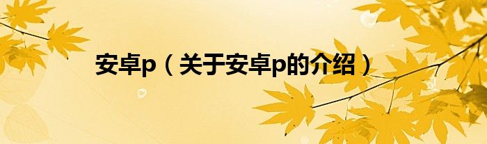 安卓p（關(guān)于安卓p的介紹）