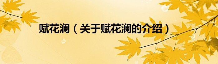 賦花瀾（關(guān)于賦花瀾的介紹）
