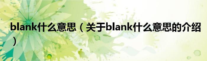 blank什么意思（關(guān)于blank什么意思的介紹）