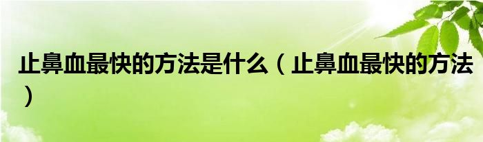 止鼻血最快的方法是什么（止鼻血最快的方法）