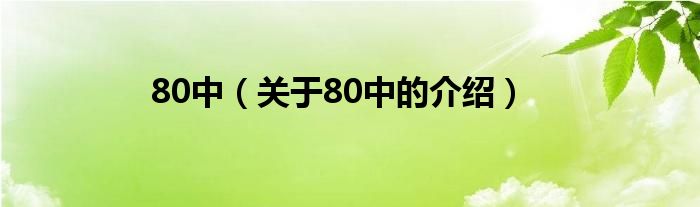 80中（關(guān)于80中的介紹）